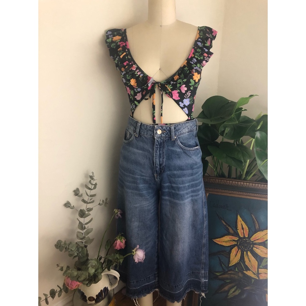 High Waisted Zara Basic-Z1975-Denim crop  jeans - Picture 4 of 8